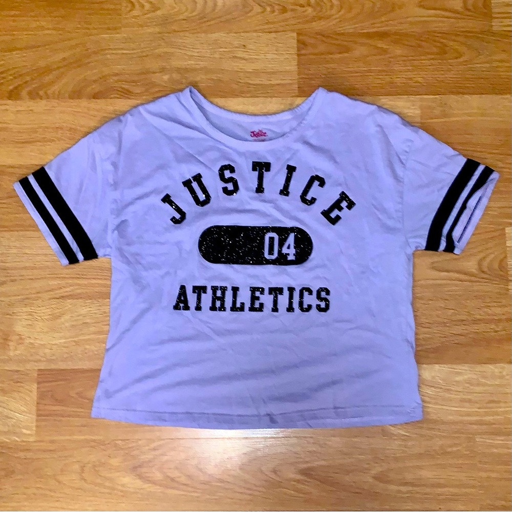 ✨💜 Justice Boxy Tee with Black Glitter Accent 💜✨